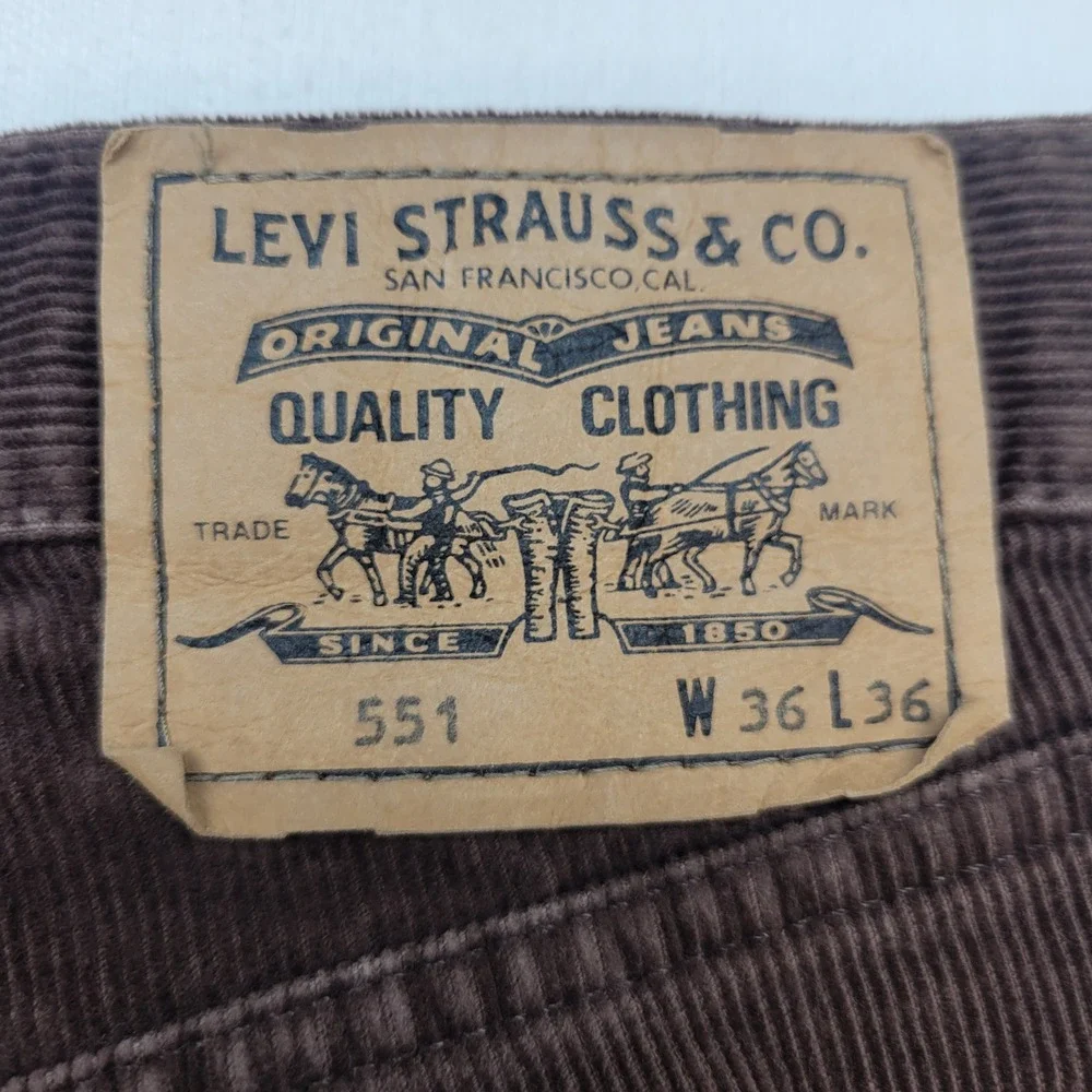 Levi's 551 Corduroy Vintage 90's Pants Mens 36x36 Brown Straight Leg Trouser